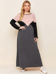 Women Plus Size Colorblock Tee Maxi Dress