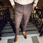 Men Suit Trousers Slim Striped Fashion Design Dress Pants