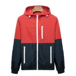 Men Jacket New Fashion Windbreaker Lightweight Hooded Contrast Color Zip Up Jacket