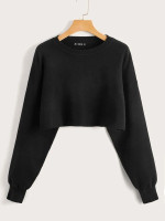 Women Drop Shoulder Crop Sweater