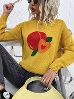 Women Drop Shoulder Fruit Pattern Sweater