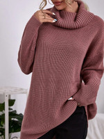 Women Cowl Neck Drop Shoulder Sweater