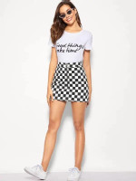 O-Ring Zip Fly Checkered Skirt