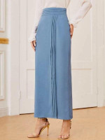 Women Fold Pleated Solid Skirt