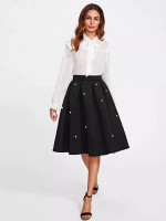 Pearl Embellished Boxed Pleated Circle Skirt