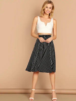 High Waist Striped Skirt