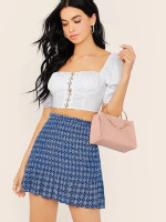 Ruffle Hem Printed Smocked Mini Skirt