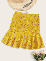 Ditsy Floral Ruffle Hem Skirt
