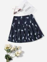 Women Skeleton Hand Print Pleated Skirt