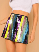 Color Block Sequin Skirt