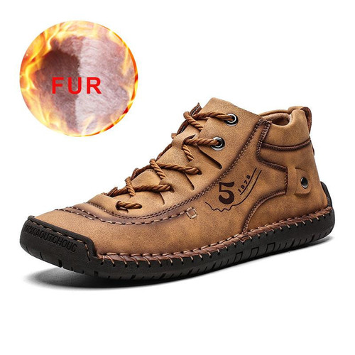 Men Boots Fur Warm Waterproof High Quality Lether Comfortable Handmade Boots
