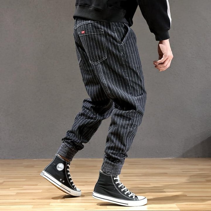 Hot Style Men Fashion Stripe Designer Loose Fit Cargo Pants