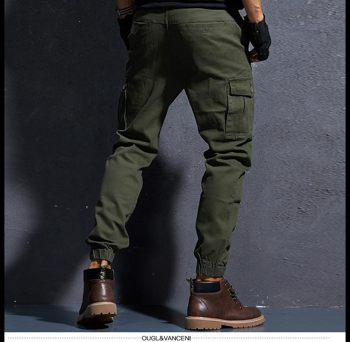 Men Cargo Pants Elastic Foot Close Skinny Tactical Military Style