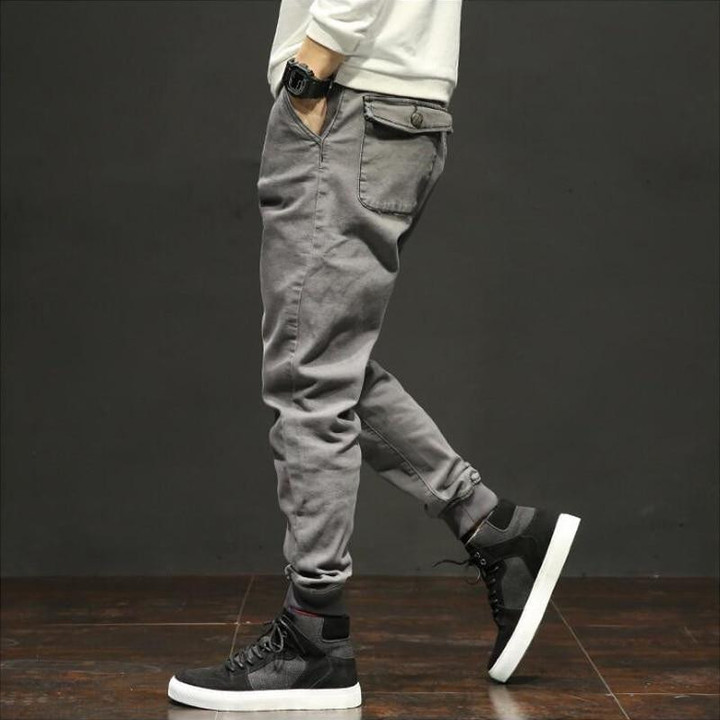 Fashion Classical Men Multi Pockets  Wild Military Ankle Banded Cargo Pants