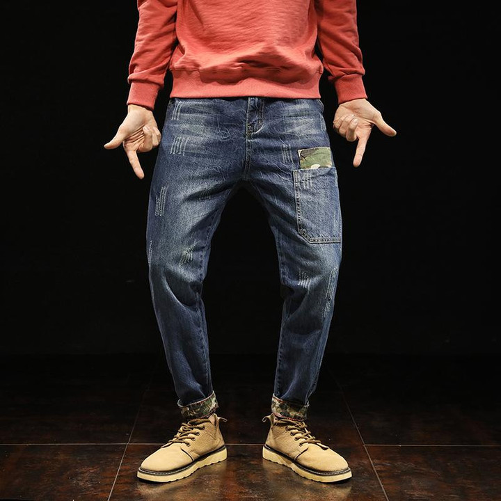 Men fashion high street hip hop loose casual harem jeans pants