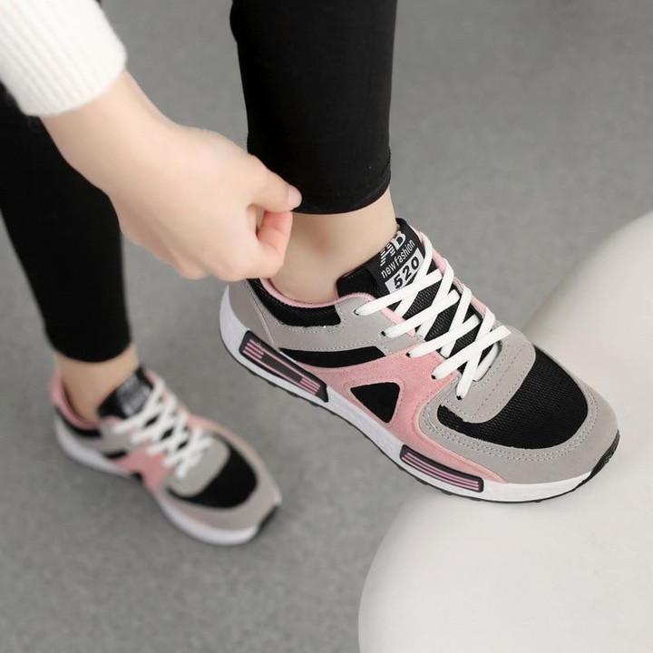 Women fashion breathable mesh lace-up sneakers