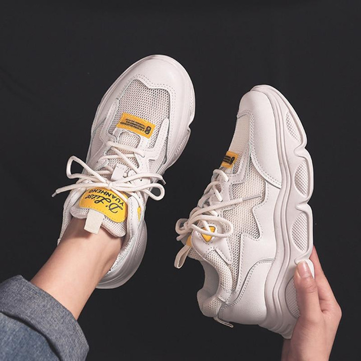 Women's Chunky Sneakers Fashion Lace Up Breathable Air Vulcanize Shoes