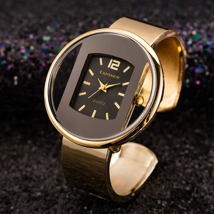 Fashion Gold Stainless Steel Women Bracelet Bangle Watches