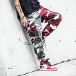 Men Camouflage Pants Camo Hip Hop Punk Streetwear Contrast Color Cotton Joggers