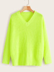 Neon Lime Ribbed Knit Jumper