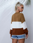 Women Drop Shoulder Colorblock Sweater