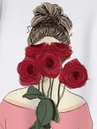 Women Figure & Floral Print Drop Shoulder Sweatshirt