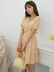 Women Ditsy Floral Puff Sleeve A-line Dress