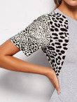 Women Contrast Leopard Print Raglan Sleeve Dress