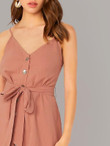 Single Breasted Belted Cami Dress