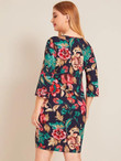 Plus Floral Print Bodycon Dress