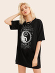 Letter And Sun Print Tee Dress