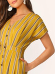 Batwing Sleeve Pocket Side Striped Shirt Dress