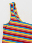 Women One Shoulder Rainbow Striped Dress