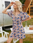 Women Allover Floral Tie Backless Dress