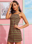 Form Fitted Plaid Tank Dress