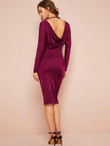 Batwing Sleeve Draped Backless Bodycon Dress