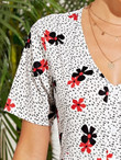 Women Dalmatian & Floral Print Button Front Dress