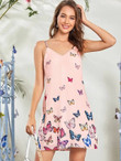 Women Butterfly Print Slip Dress