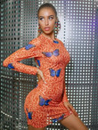 Women Leopard & Butterfly Print Bodycon Dress
