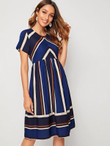 Slant Pocket Striped Dress