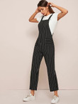 Pocket Front Striped Overall Jumpsuit