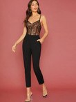Sheer Lace Bodice Cami Jumpsuit