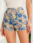 Women Slant Pocket Floral Shorts