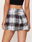 Women Slant Pocket Plaid Shorts