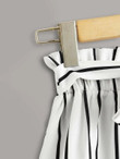 Women Polka Dot & Striped Paperbag Waist Belted Shorts