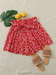 Women Paperbag Waist Ditsy Floral Shorts