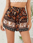 Women Self Belted Floral Print Shorts
