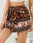 Women Self Belted Floral Print Shorts