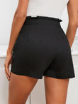 Women Frill Waist Solid Shorts