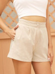 Women Fold Pleated Solid Shorts